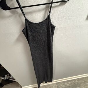 Freshman 1996 Ribbed Knit Sock Dress – Charcoal Gray XS Bodycon Mini